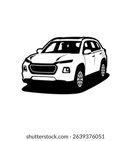 black and white suv car vector illustration