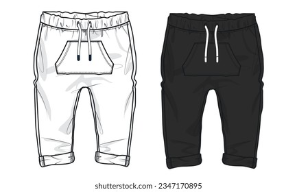 Black and white sweatpants vector illustration template for kids. 