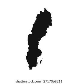 Mapa sencillo de Suecia en blanco y negro