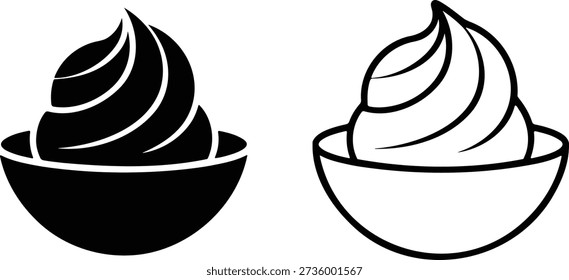 Black and white swirled soft serve ice cream in bowls line icecream softserve