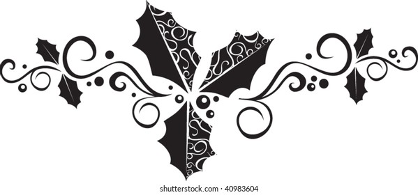 black and white swirling holly banner