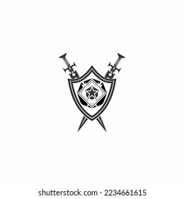 black and white sword logo with (eps) format