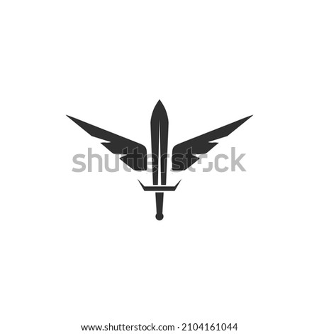 Black and White Sword With Wings Logo Template