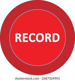 Símbolo blanco y negro, Botón de la transmisión de registro, Vector de emblema de transmisión en línea. fondo de icono de texto de registro