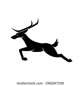 Black and white symbol of deer It is running Good use for symbol mascot icon avatar logo or any design