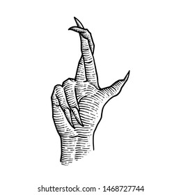 Black and white Symbol Hand Gesture retro style