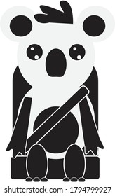 
black and white symbol of a koala sitting with a seat belt while driving