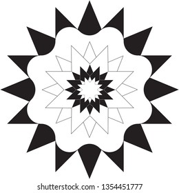 black and white symmetric vector mixed from multiple shapes - Vector