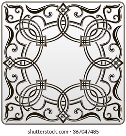 black white symmetrical floral pattern for engraving
