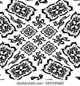 black and white symmetrical patterns.