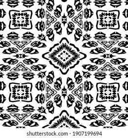 black and white symmetrical patterns.