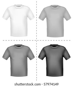 Black and white t- shirts. Photo-realistic vector illustration.