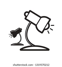 black and white table lamp isolated on white vector drawing