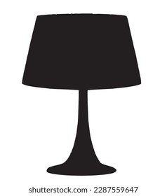 black and white table lamp silhouette vector