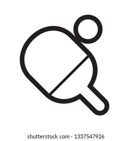 black and white table tennis bat and ball vector icon isolated on white