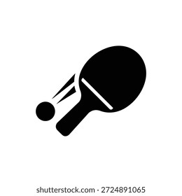 Black and white table tennis racket and ball icon vector illustration for sport logo and ping pong design