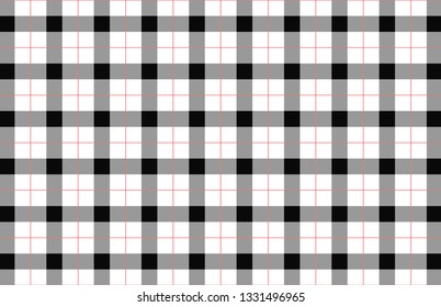 Black and white tablecloth pattern.Texture for : plaid, tablecloths, clothes, shirts, dresses, paper, bedding, blankets, quilts and other textile products. Vector illustration. - Vector