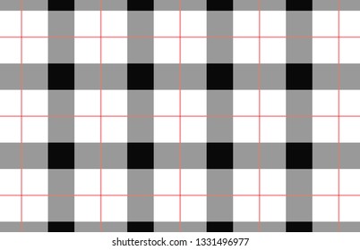 Black and white tablecloth pattern.Texture for : plaid, tablecloths, clothes, shirts, dresses, paper, bedding, blankets, quilts and other textile products. Vector illustration. - Vector