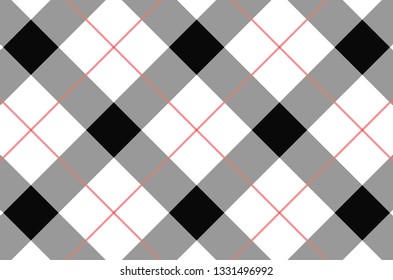 Black and white tablecloth pattern.Texture for : plaid, tablecloths, clothes, shirts, dresses, paper, bedding, blankets, quilts and other textile products. Vector illustration. - Vector