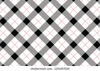 Black and white tablecloth pattern.Texture for : plaid, tablecloths, clothes, shirts, dresses, paper, bedding, blankets, quilts and other textile products. Vector illustration. - Vector