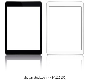 black and white tablet with blank display - vector 