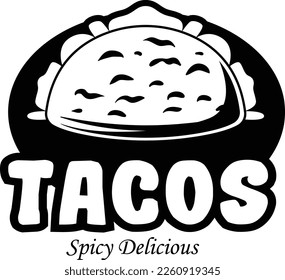 Black and white taco logo illustration template
