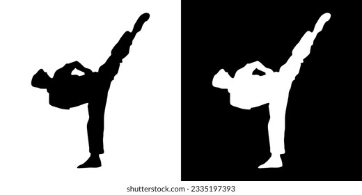 BLACK AND WHITE TAEKWONDO VECTOR LOGO