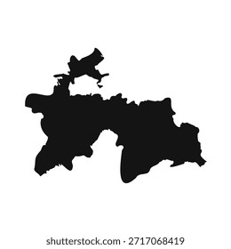 Mapa simple de Tayikistán en blanco y negro