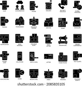 Black and white Talking assets flat vector icon collection set