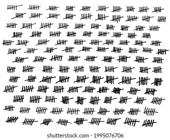 Black and white tally stroke counting marks 