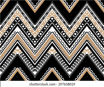 Black White Tan Textured ZigZag Chevron Seamless Pattern