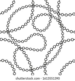 Black and white tangled chains vector seamless pattern