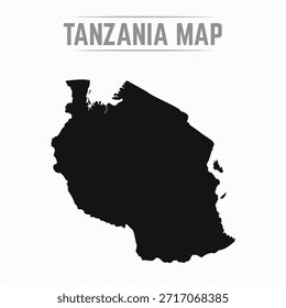Black and White Tanzania Simple Map