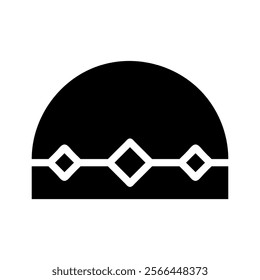 Black and white taqiyah pattern, concept of prayer and ramadan.