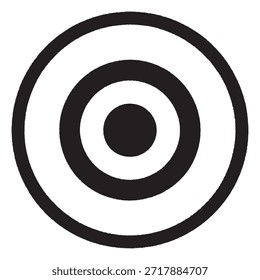 un blanco y negro con círculos concéntricos. La circunferencia más externa es la Grande, y las circunferencias disminuyen de tamaño hacia el centro. El centro del objetivo es un Pequeño punto negro. La Imagen es monocromática, utilizando solo colores blanco y negro.