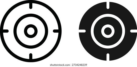 Black and white target icons for aiming and precision