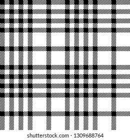 Black & white tartan check pixel plaid seamless pattern for textile products design. Use for scarf, tablecloth, blanket, etc.