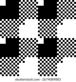 Patrón de tartán blanco y negro. Patrón sin costuras a cuadros. Fondo de Vector de patrón geométrico