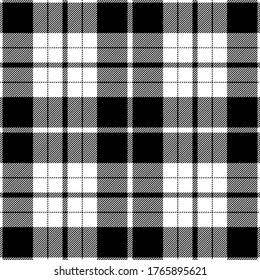 Black and white tartan plaid design. Scottish textile pattern blend.