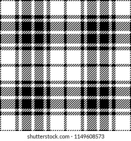 Black And White Tartan Plaid Scottish Pattern