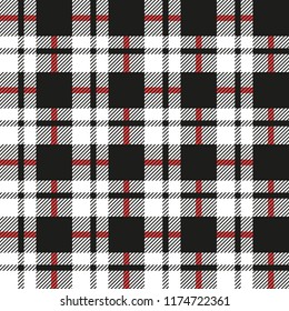 Black and White Tartan Plaid Scottish Pattern