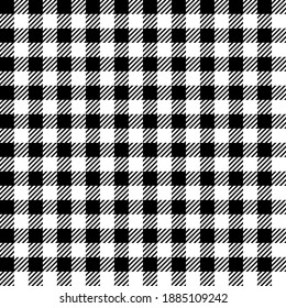 Black White Tartan scotland seamless plaid pattern. Buffalo plaid black and white background. Vector illustration.