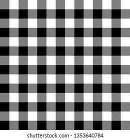 Black and white tartan seamless pattern. Lumberjack square print. Abstract art. Decorative wallpaper. Traditional Gingham texture background for tablecloths, paper, textile, fabric, napkin, shirt.