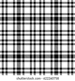 Black And White Tartan Seamless Vector Pattern. Checkered Plaid Texture. Geometrical Simple Square Background For Fabric, Textile, Cloth, Clothing, Shirts, Shorts, Dress, Blanket, Wrapping Design