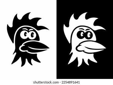 Black and white tattoo design of a rooster head