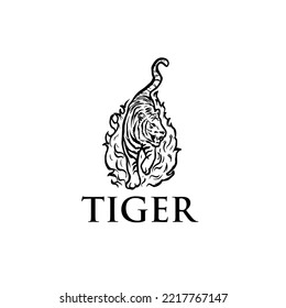 black and white tattoo design tiger head logo