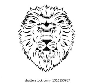 black and white lion head tattoo