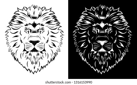 black and white lion head tattoo