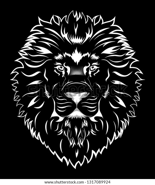 black and white lion head tattoo