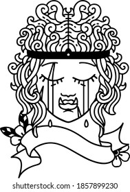 Tatuagem preto e branco linework Estilo chorando orc bárbaro rosto de personagem